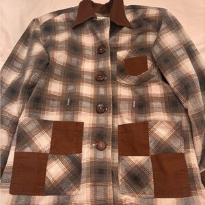 Plaid Brown and Gray Women's Jacket